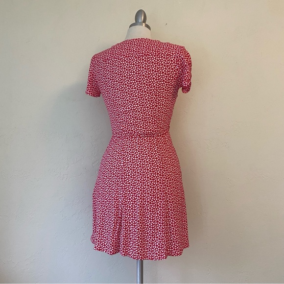 & Other Stories Wrap Mini Dress in Red Floral Print - Picture 4 of 5